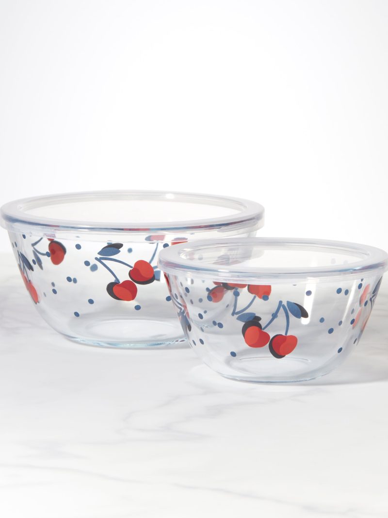 Vintage Cherry Dot 2-Piece Round Storage Set