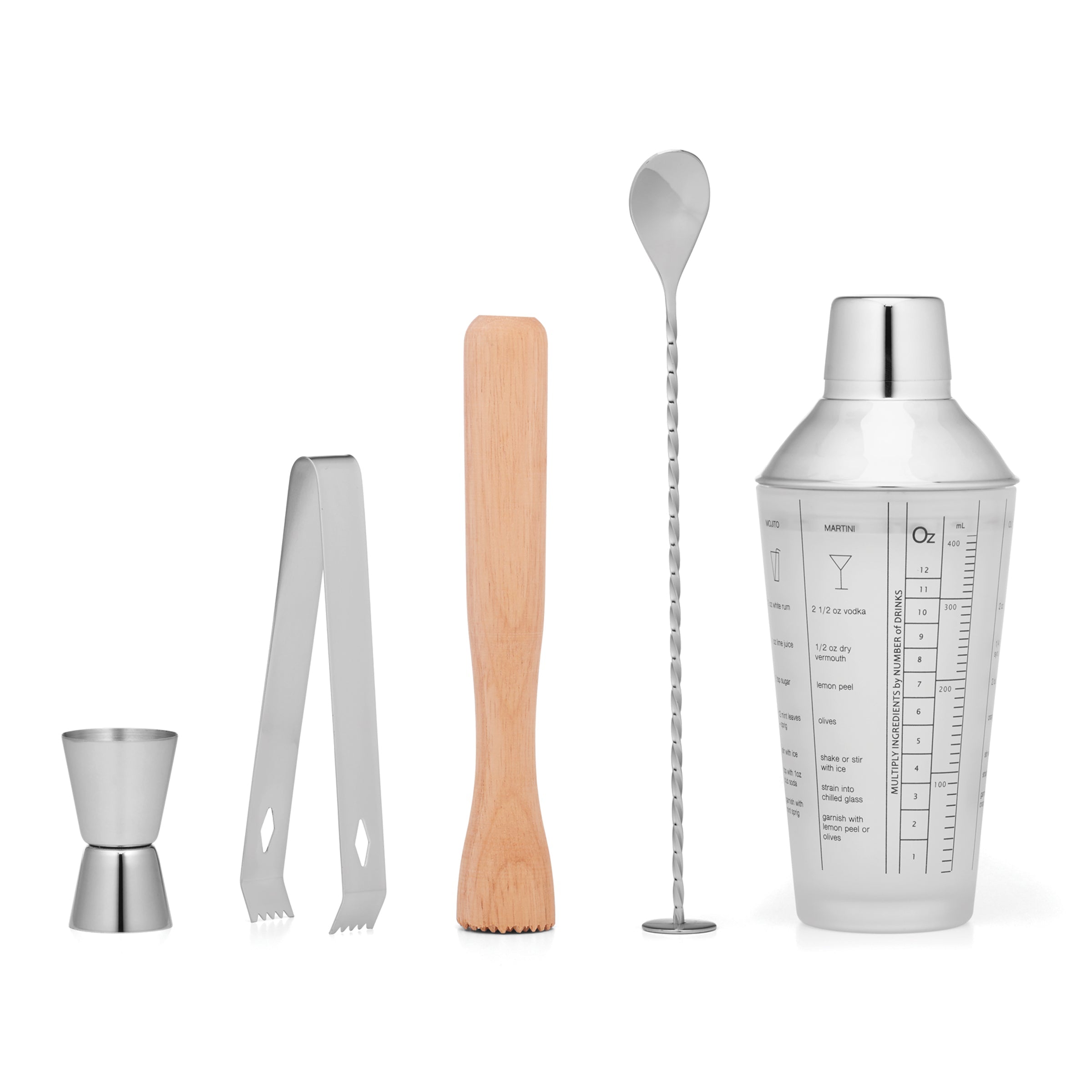 Mixology Shaker Tool Set 5 pc